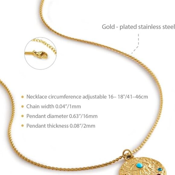 14k Gold Necklace Jewelry for Women,Evil Eye Charm Statement Womens Pendant Neck - Picture 3 of 6